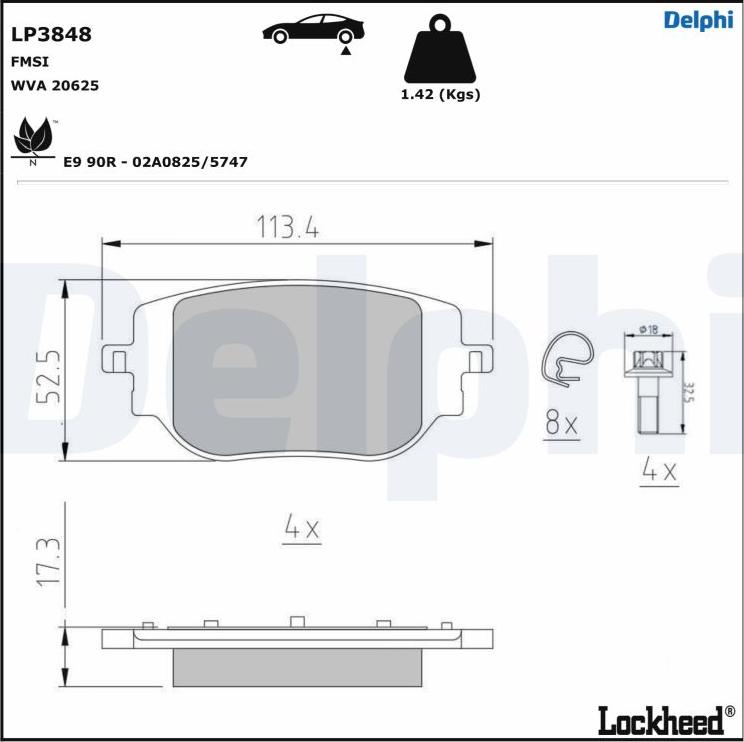 Delphi LP3848 - Fren balata seti, diskli fren www.parts5.com