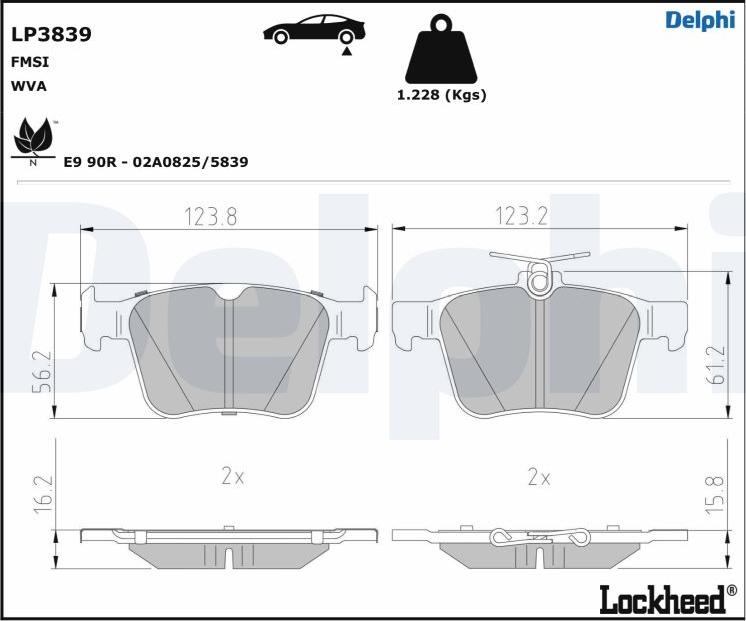 Delphi LP3839 - Piduriklotsi komplekt,ketaspidur www.parts5.com