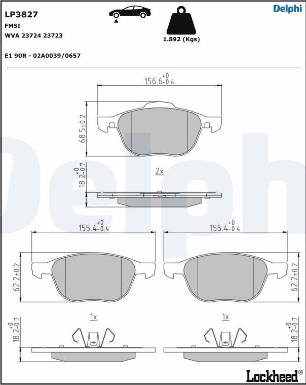 Delphi LP3827 - Set placute frana,frana disc www.parts5.com