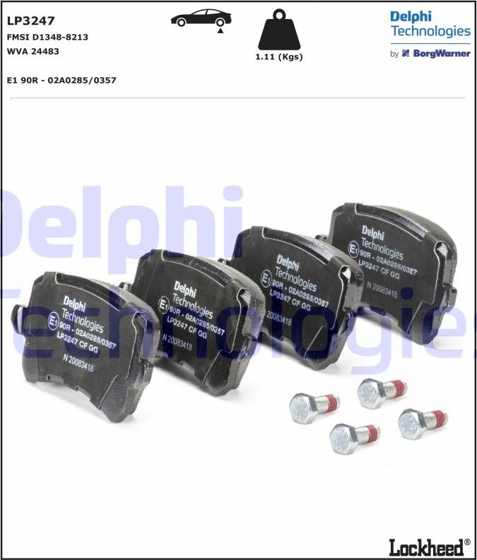 Delphi LP3247 - Комплект спирачно феродо, дискови спирачки www.parts5.com