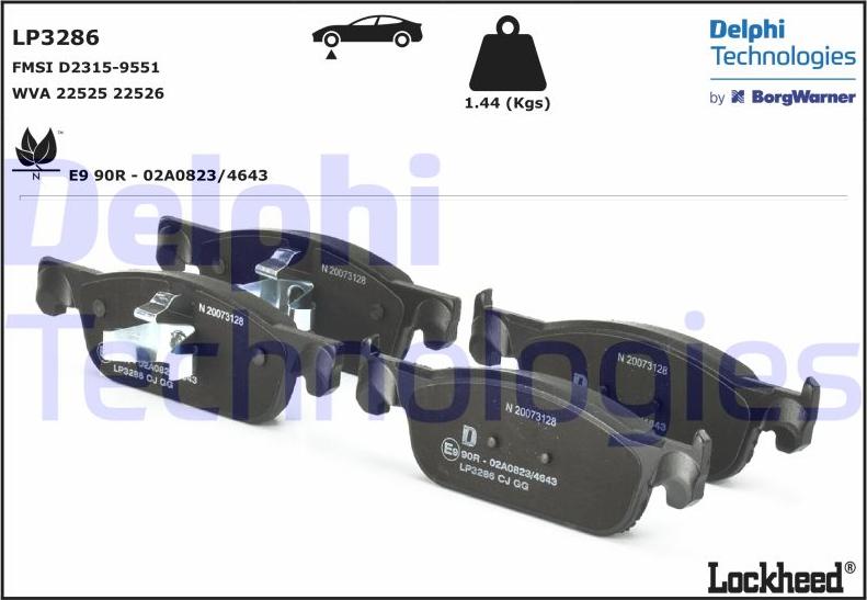 Delphi LP3286 - Brake Pad Set, disc brake www.parts5.com