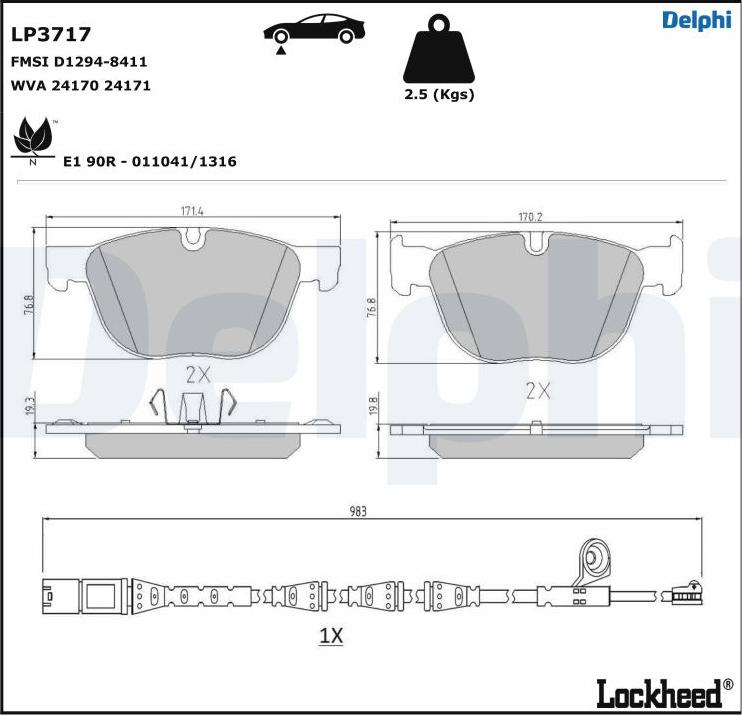 Delphi LP3717 - Set placute frana,frana disc www.parts5.com