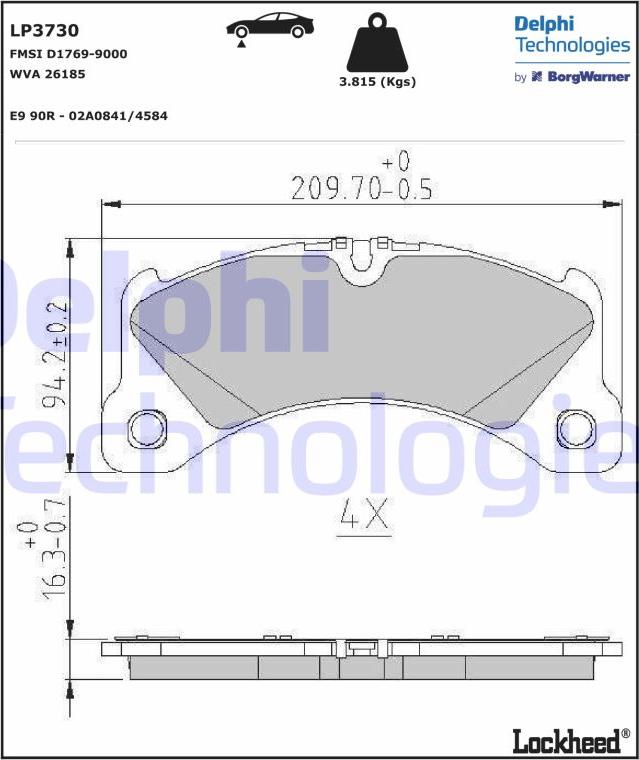 Delphi LP3730 - Brake Pad Set, disc brake parts5.com