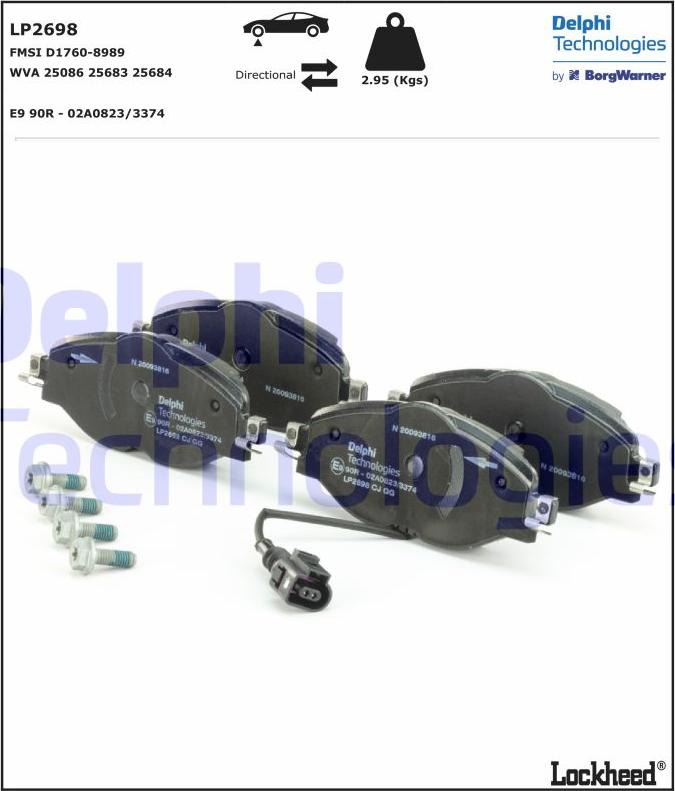 Delphi LP2698 - Fren balata seti, diskli fren www.parts5.com