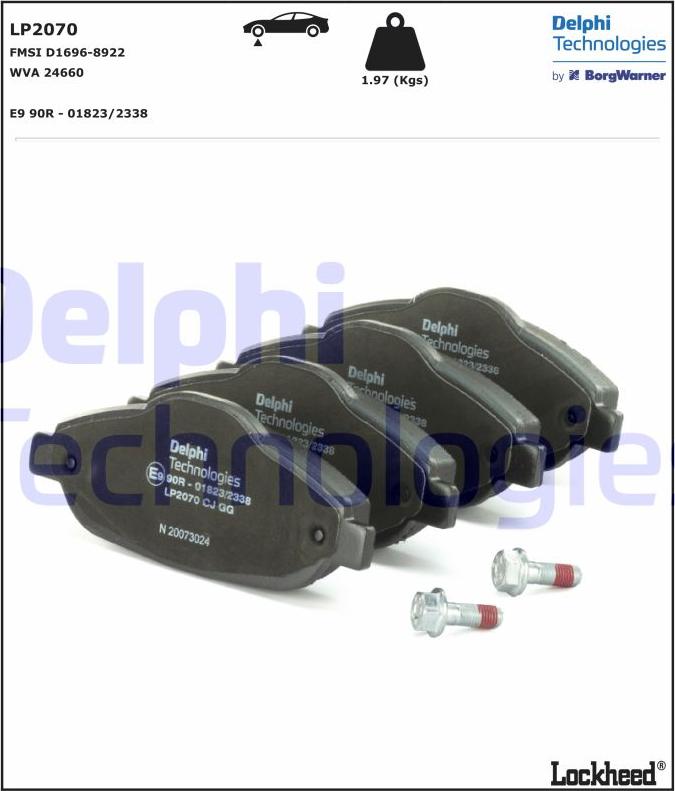 Delphi LP2070 - Komplet zavornih oblog, ploscne (kolutne) zavore www.parts5.com