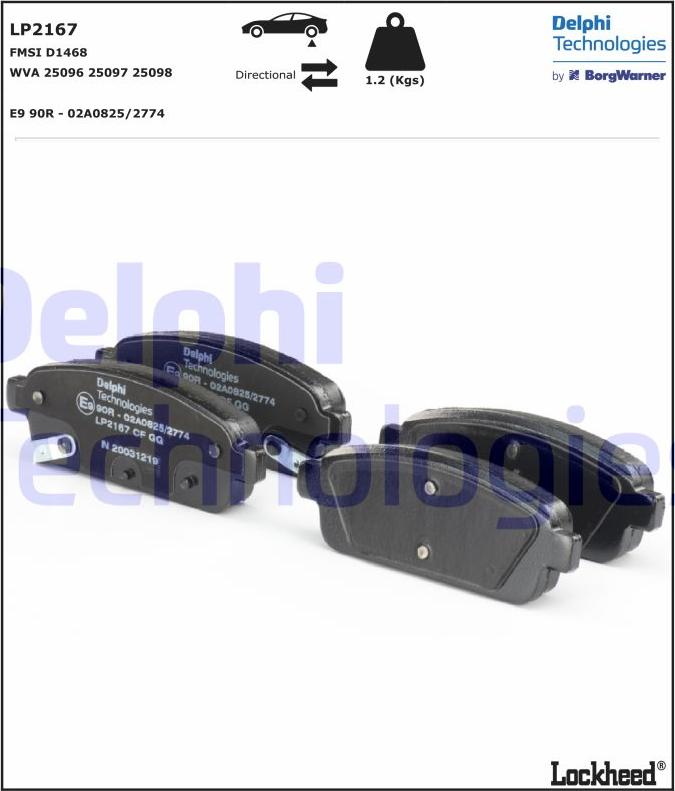 Delphi LP2167 - Sada brzdových platničiek kotúčovej brzdy www.parts5.com