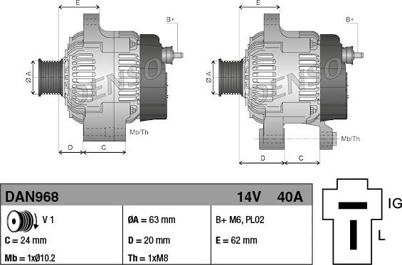 Denso DAN968 - Генератор www.parts5.com