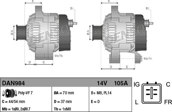 Denso DAN984 - Alternatör www.parts5.com