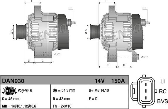 Denso DAN930 - Generátor www.parts5.com