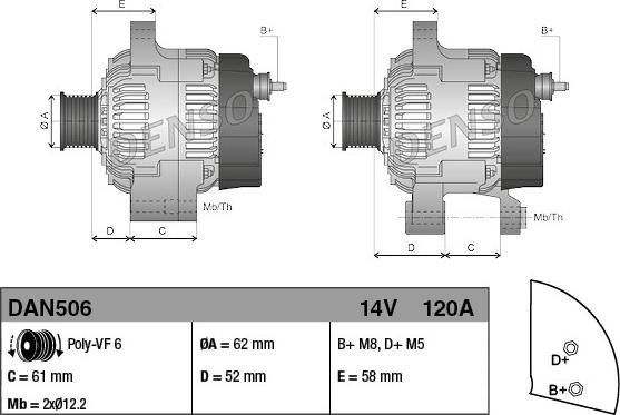 Denso DAN506 - Γεννήτρια www.parts5.com