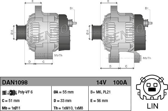 Denso DAN1098 - Alternator www.parts5.com