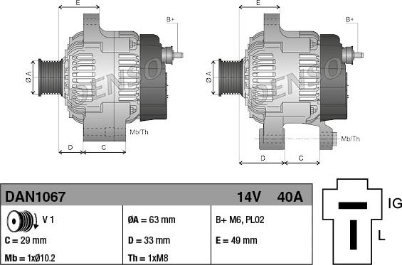 Denso DAN1067 - Генератор www.parts5.com