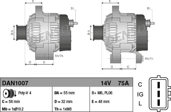 Denso DAN1007 - Alternator www.parts5.com