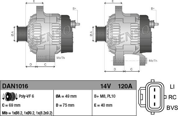 Denso DAN1016 - Alternator parts5.com