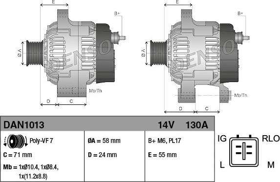 Denso DAN1013 - Alternator www.parts5.com