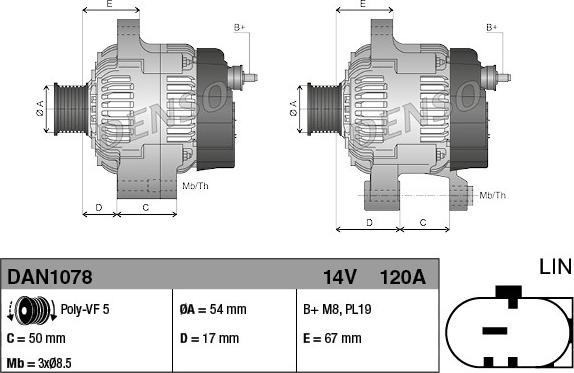 Denso DAN1078 - Generator / Alternator www.parts5.com