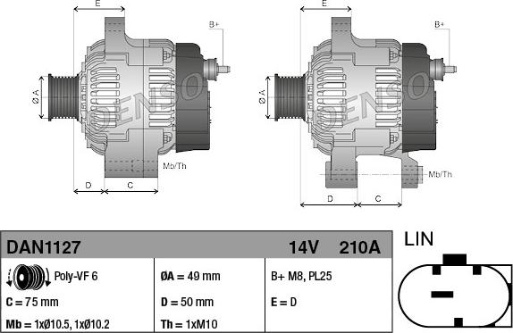 Denso DAN1127 - Alternator parts5.com