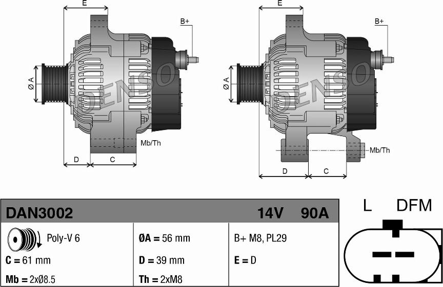 Denso DAN3002 - Generator / Alternator www.parts5.com