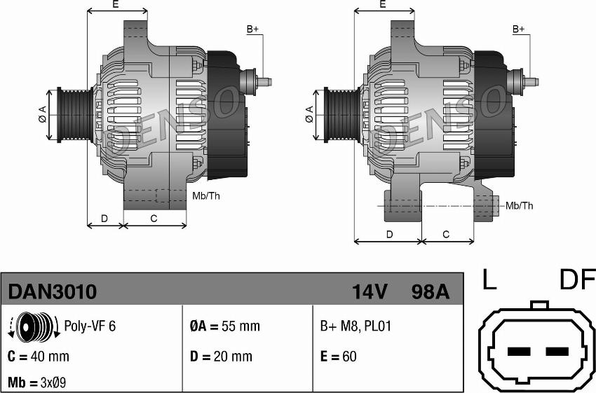 Denso DAN3010 - Alternateur www.parts5.com