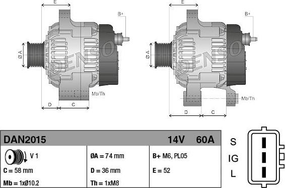 Denso DAN2015 - Генератор www.parts5.com