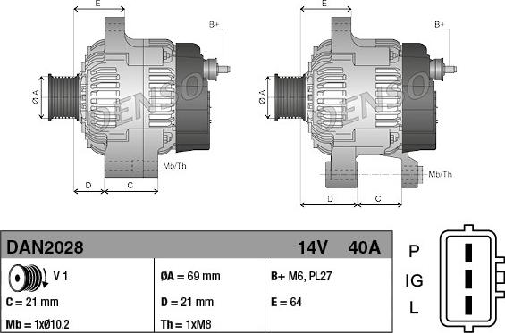 Denso DAN2028 - Alternator www.parts5.com