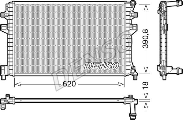 Denso DRM02018 - Радиатор, охлаждане на двигателя www.parts5.com