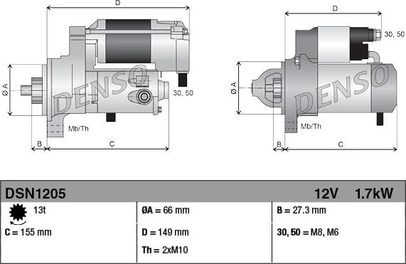 Denso DSN1205 - Starter parts5.com