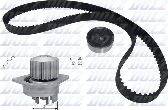 DOLZ KD120 - Водна помпа+ к-кт ангренажен ремък www.parts5.com