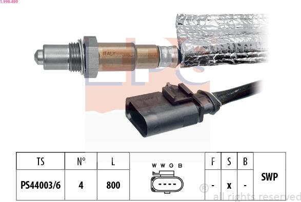 EPS 1.998.499 - Lambda Sensor www.parts5.com