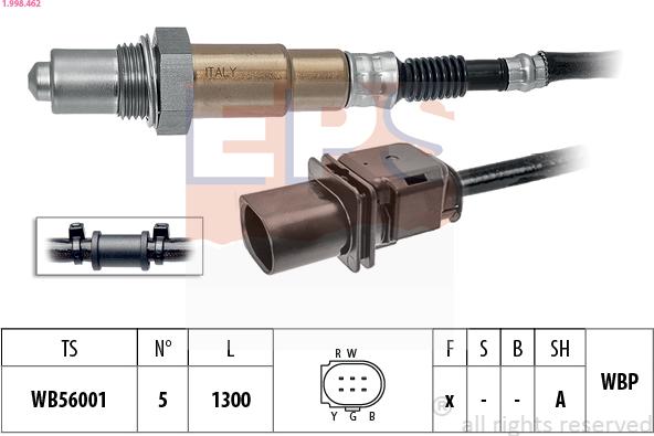 EPS 1.998.462 - Αισθητήρας λάμδα www.parts5.com