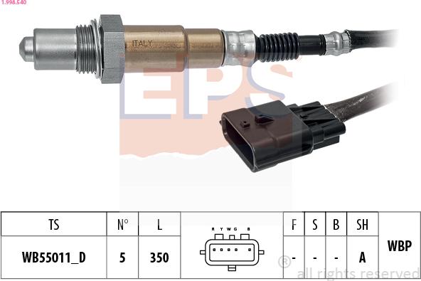 EPS 1.998.540 - Αισθητήρας λάμδα www.parts5.com