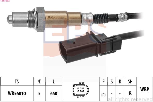 EPS 1.998.552 - Sonda Lambda www.parts5.com