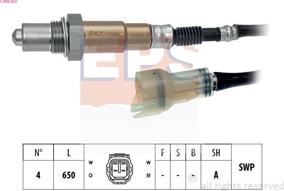 EPS 1.998.563 - Lambda Sensor www.parts5.com