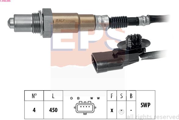 EPS 1.998.095 - Αισθητήρας λάμδα www.parts5.com