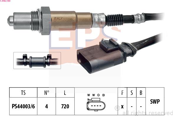 EPS 1.998.190 - Ламбда-сонда www.parts5.com