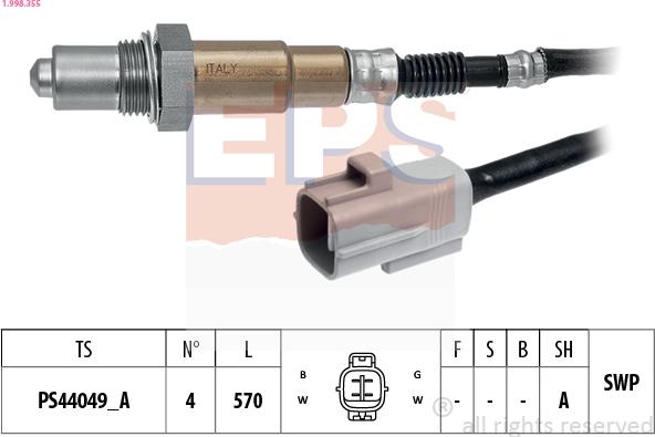 EPS 1.998.355 - Lambda Sensor www.parts5.com