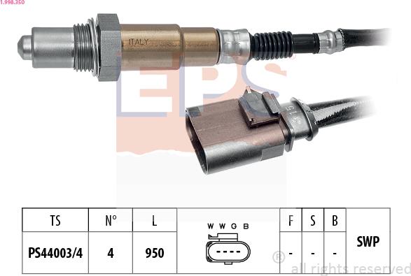 EPS 1.998.350 - Lambda Sensor www.parts5.com