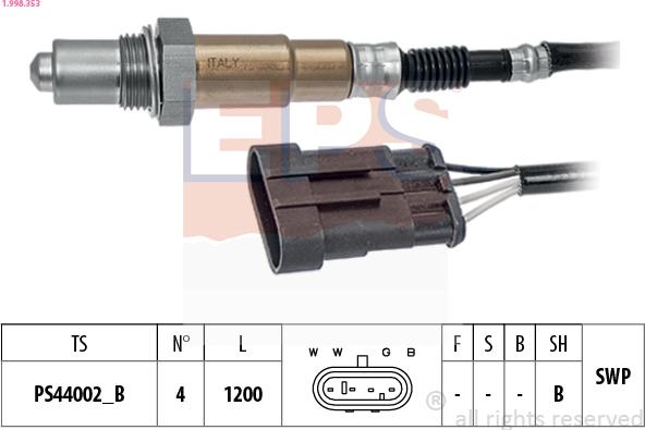 EPS 1.998.353 - Lambdasonde www.parts5.com