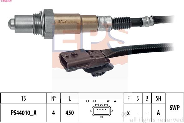 EPS 1.998.309 - Sonda lambda www.parts5.com