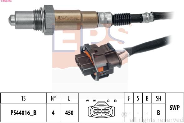 EPS 1.998.384 - Αισθητήρας λάμδα www.parts5.com