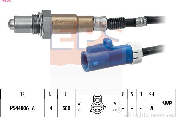 EPS 1.998.296 - Lambda Sensor www.parts5.com