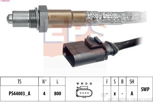 EPS 1.998.250 - Lambda andur www.parts5.com