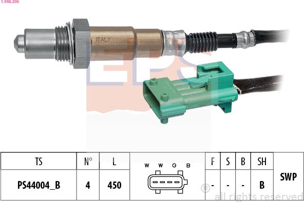 EPS 1.998.206 - Lambda Sensor www.parts5.com