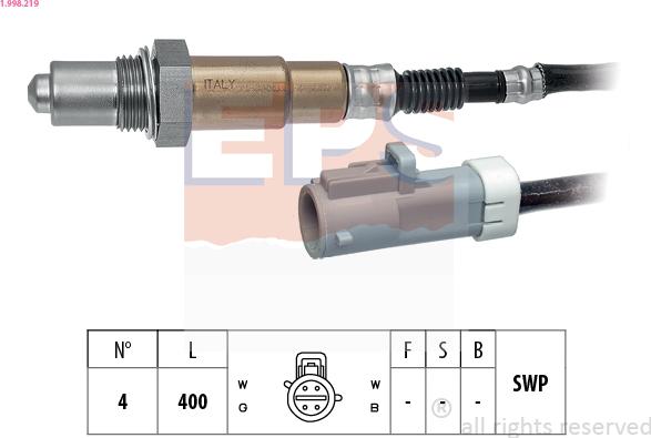 EPS 1.998.219 - Sonda Lambda www.parts5.com