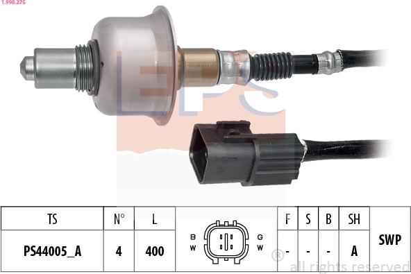 EPS 1.998.275 - Lambda Sensor www.parts5.com