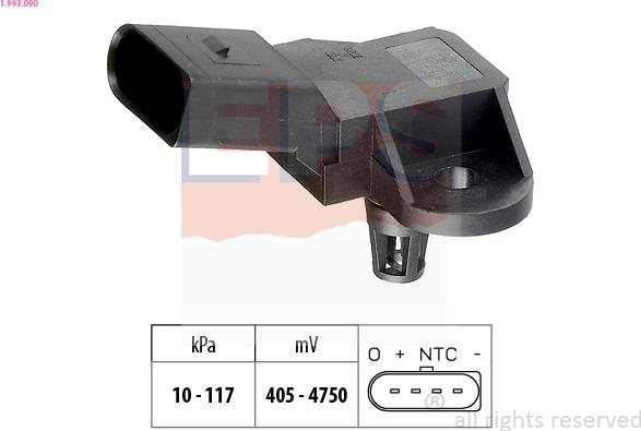 EPS 1.993.090 - Air Pressure Sensor, height adaptation www.parts5.com