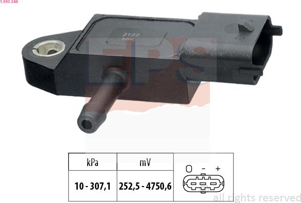 EPS 1.993.348 - Sensor, exhaust pressure www.parts5.com