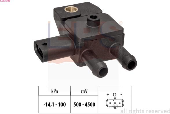 EPS 1.993.306 - Sensor, exhaust pressure www.parts5.com