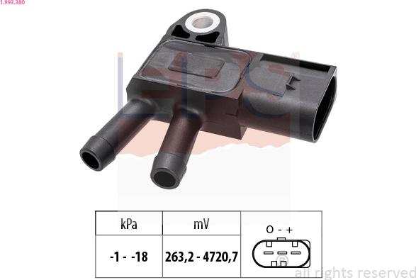 EPS 1.993.380 - Sensor, exhaust pressure www.parts5.com