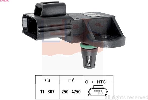 EPS 1.993.205 - Air Pressure Sensor, height adaptation www.parts5.com